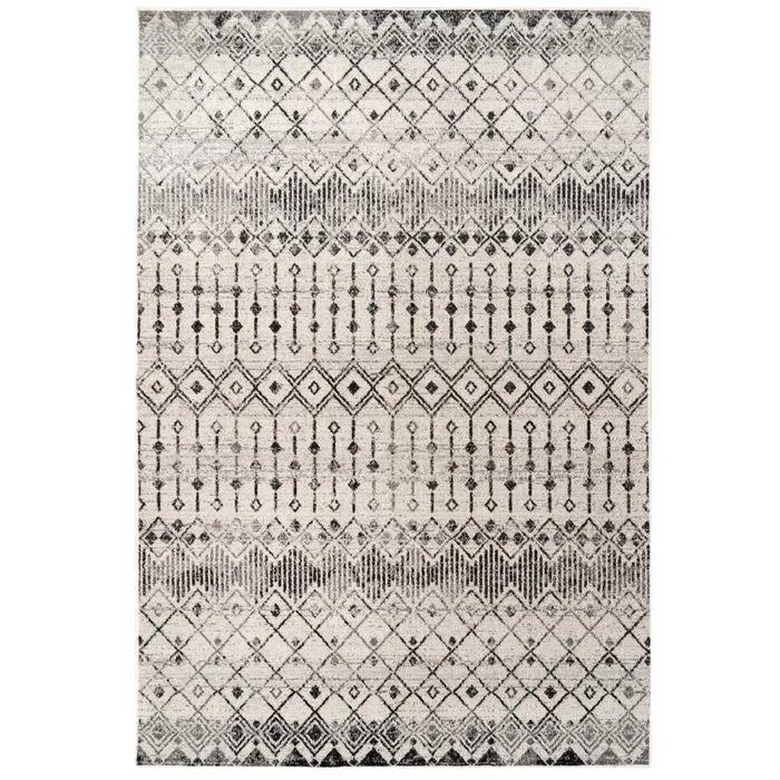 Grey Moroccan Tile Living Room Rug