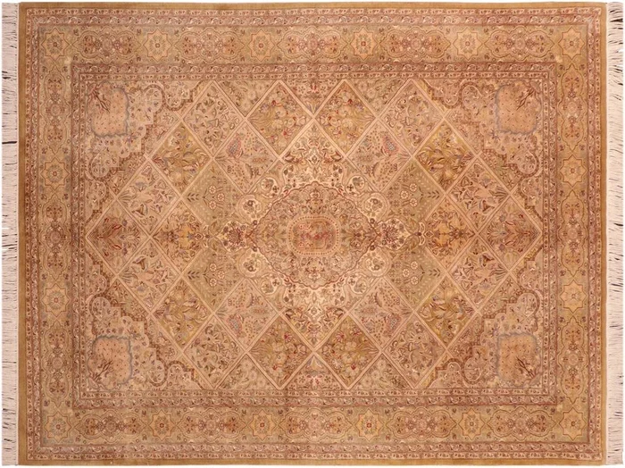 Gulab Heritage Conchita Taupe/Green Wool Rug – 6’3” x 9’4”