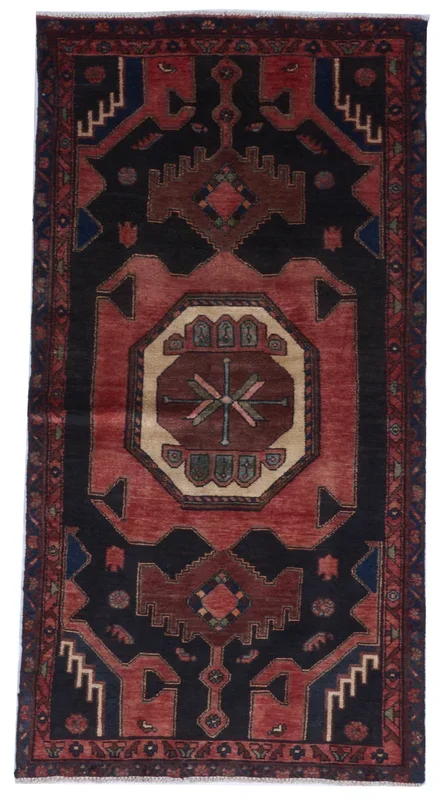 Hamadan Handmade Red Wool Rug 3’7 x 6’11