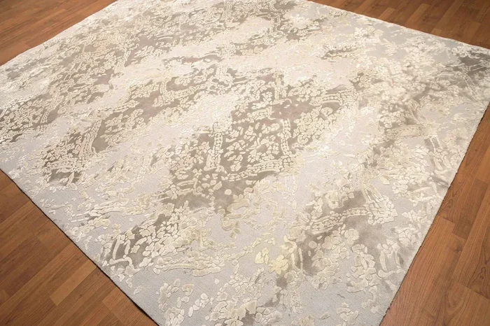 Hand knotted S. fine wool & silk Area rug Modern Designer Chocolate Brown 8′ x 10′