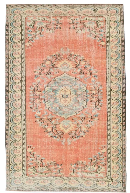 Hand-Knotted Turkish Vintage Rug 5’11” x 9’1″ Anatolia