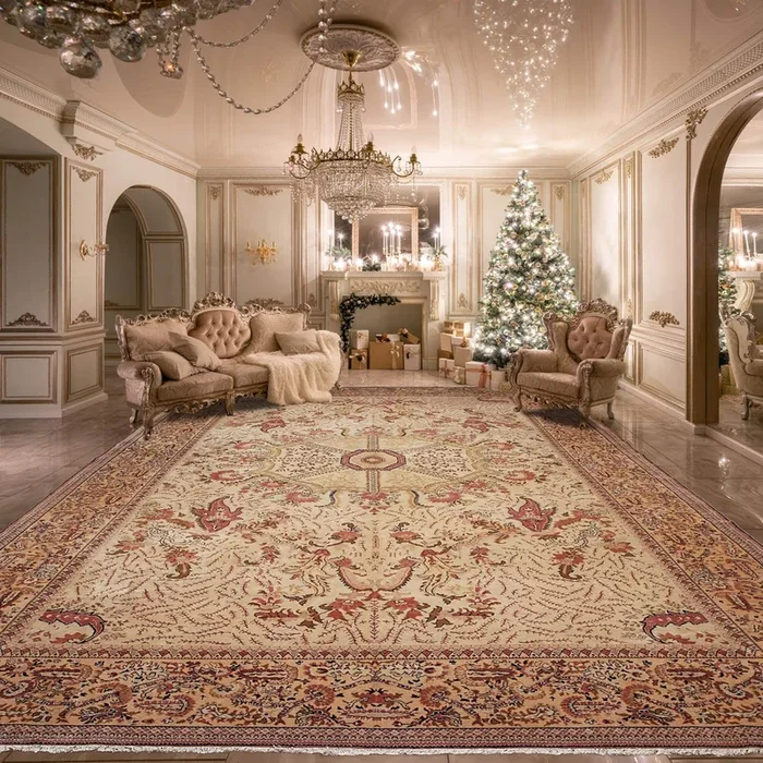 Hand knotted wool Persian rug vegetable dye Beige 10’x16’6″