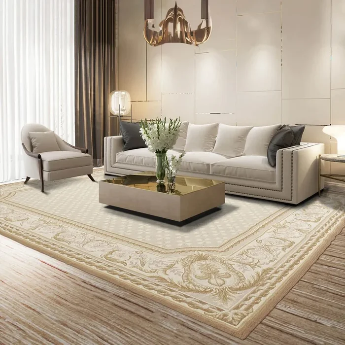 Hand Woven Aubusson 100% Wool Traditional Oriental Area Rug Beige 5’11” x 8’7″
