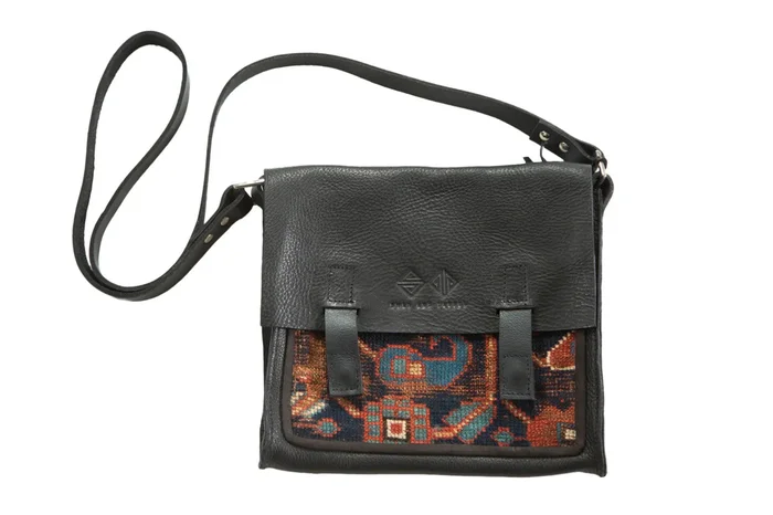 Handmade Rug Fragment Leather Messenger Bag