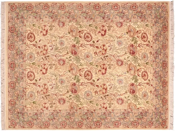 Irfan Heritage Verdie Ivory/Grey Wool Rug – 6’1” x 9’6”