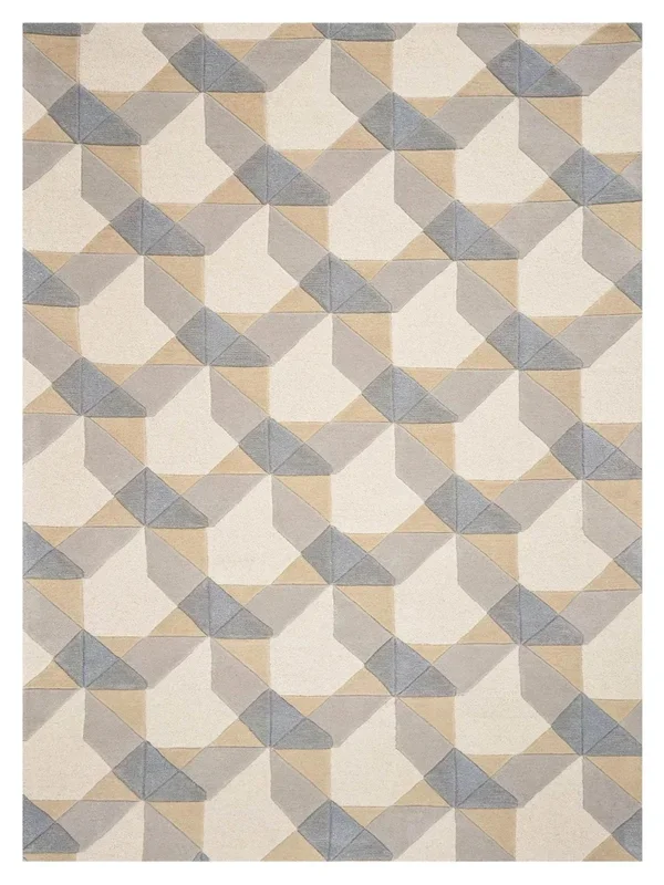 KAS Eternity 1060 Ivory Grey Contemporary Tufted Rug