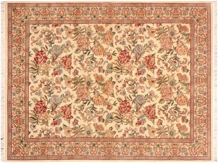 Kashan Heritage Junita Beige/Gold Wool Rug – 6’0” x 9’1”