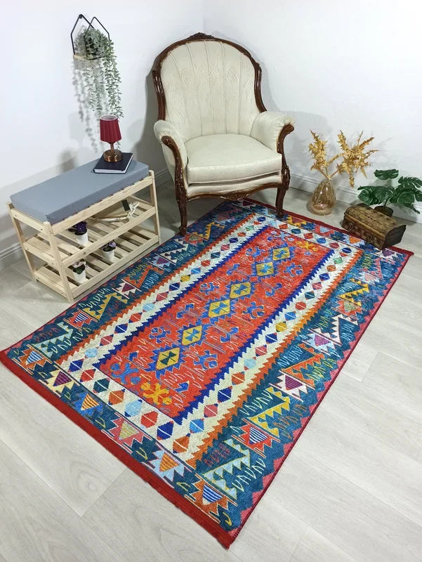 Kilim Style Runner & Rug, Multi Color Rug, Modern Home Décor