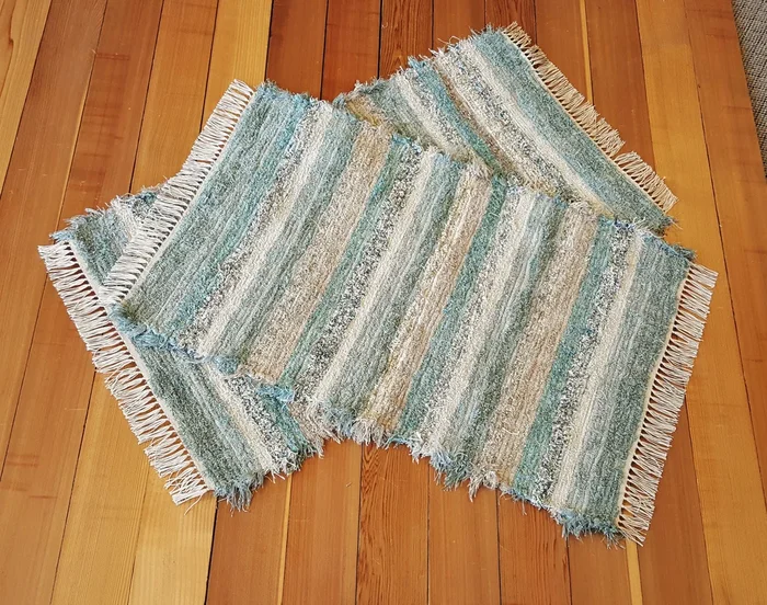 Kitchen, Bedroom or Door Entry Rug Set – 28″ x 46″ & 28″ x 42″ Aqua, Tan & Oatmeal