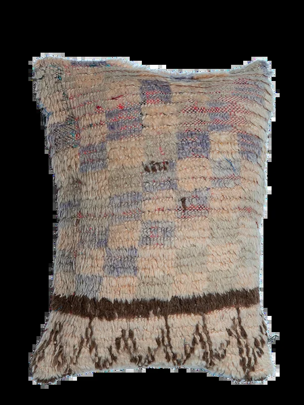 Le Vieux Village’s Boucherouite Pillow – Faded Grid Striped