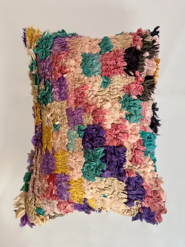 Le Vieux Village’s Checkered Boucherouite Pillow