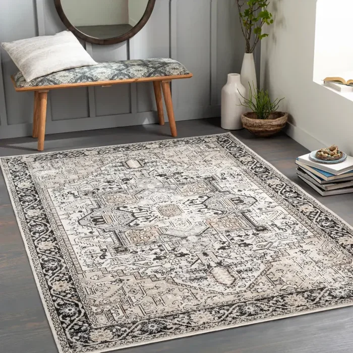 LIANA BADEN Machine Washable Traditional Boho Beige Rug