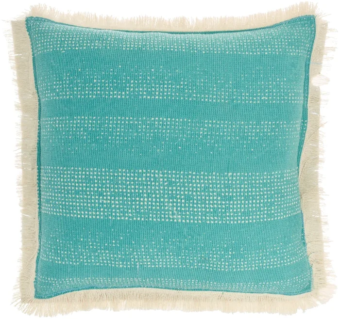 Life Styles AS301 Cotton Stonewash W/ Fringe Throw Pillow From Mina Victory By Nourison Rugs