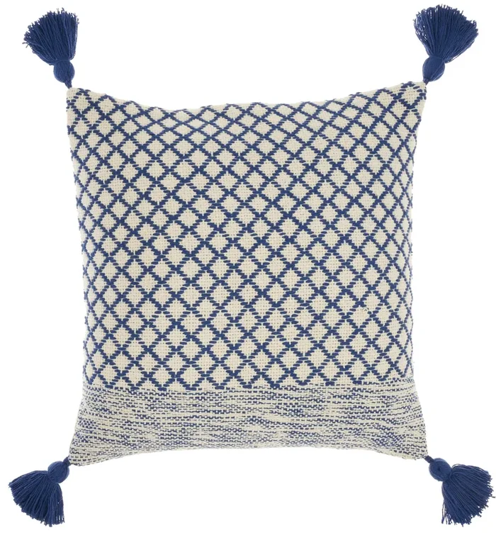 Life Styles CN623 Cotton Latice With Tassels Throw Pillow From Mina Victory By Nourison Rugs