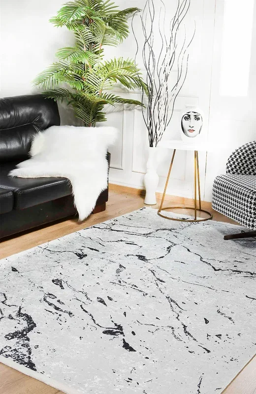 Lilianna Marble Style Gray Luxury Home Modern Art Rug