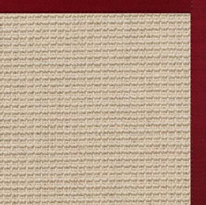 Linen Color Brasilia Sisal Rug with Cardinal Red Cotton Border