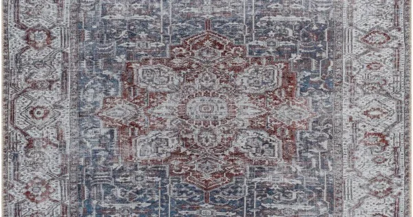 Livabliss Amelie AML2366 Dark Blue Burgundy Area Rug 8 ft. 10 in. X 12 ft. Rectangle