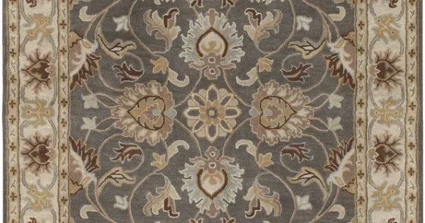 Livabliss Caesar CAE1005 Charcoal Khaki Area Rug 6 ft. Square