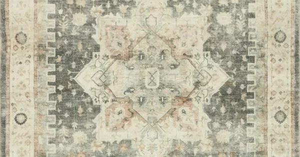 Loloi Rosette ROS-09 SLATE / IVORY Area Rug 7 ft. 6 in. X 9 ft. 6 in. Rectangle