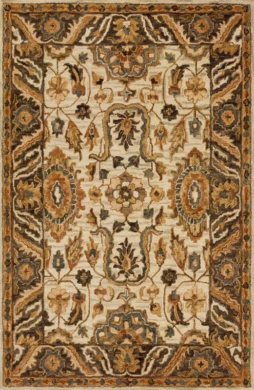 Loloi Victoria VK-02 Ivory Dk. Taupe Traditional Hooked Rug
