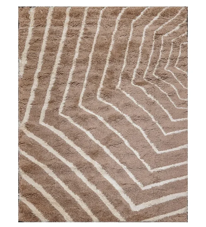 Loom Bloom 6’7″ x 9′ Tuffy Shag Modern Oriental Area Rug Brown White