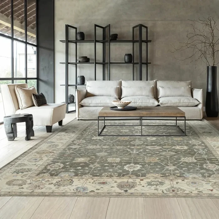 LoomBloom 10×14 Gray Wool Traditional Turkish Oushak Hand Knotted Oriental Area Rug