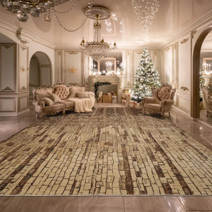 loomBloom 10’x14′ Beige Hand Knotted Peshawar Traditional Brick Wall Wool Oriental Area Rug