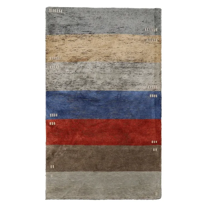 LoomBloom 3×5 Hand Knotted Wool and Silk Gray Tibetan Modern Rug