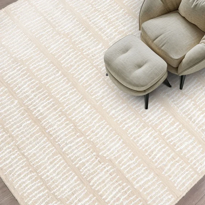 LoomBloom 3’x5′ Beige Hand Woven Afghan Moroccan Modern Designer Wool Oriental Area Rug