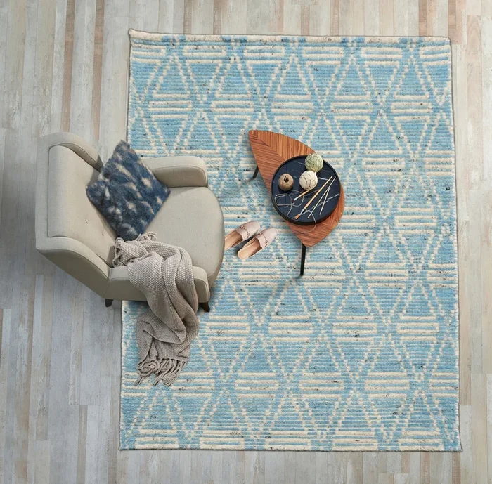 LoomBloom 3’x5′ Blue Hand Knotted Afghan Moroccan Modern & Contemporary Tribal Wool Oriental Area Rug