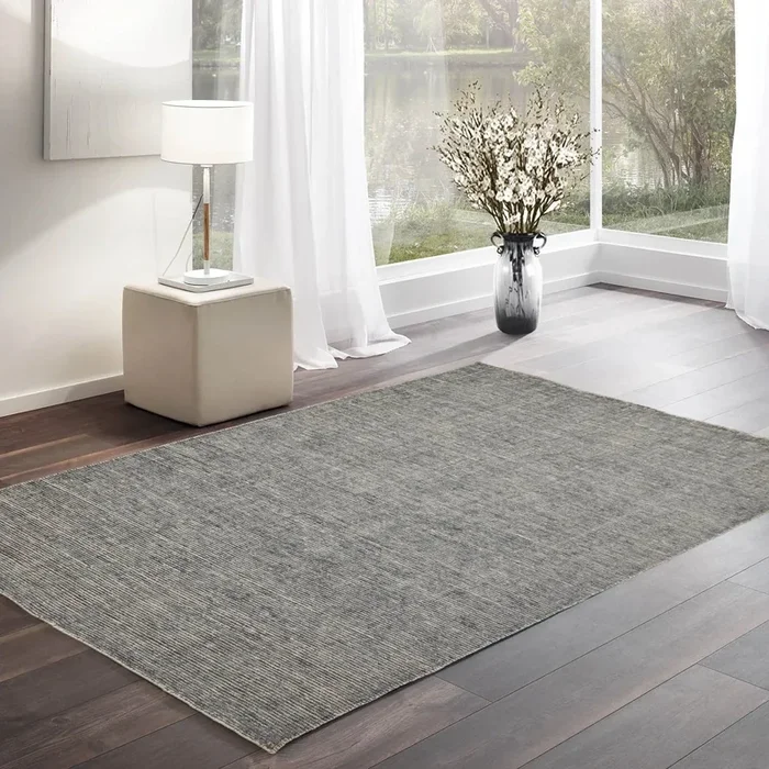 LoomBloom 5×8 Hand Knotted Modern Gray Wool Oriental Rug