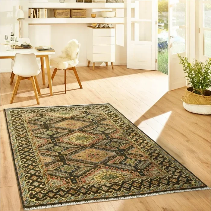 LoomBloom 5′ 6” x8′ 8” Gold Hand Knotted Transitional Oushak Wool Oriental Area Rug