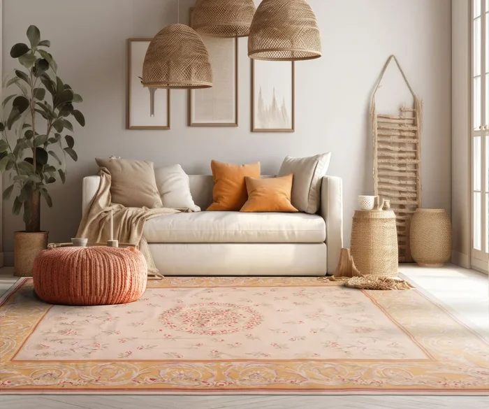 LoomBloom 7’3”x9’3″ Beige Hand-Woven Flatweave Classic European Wool Oriental Rug