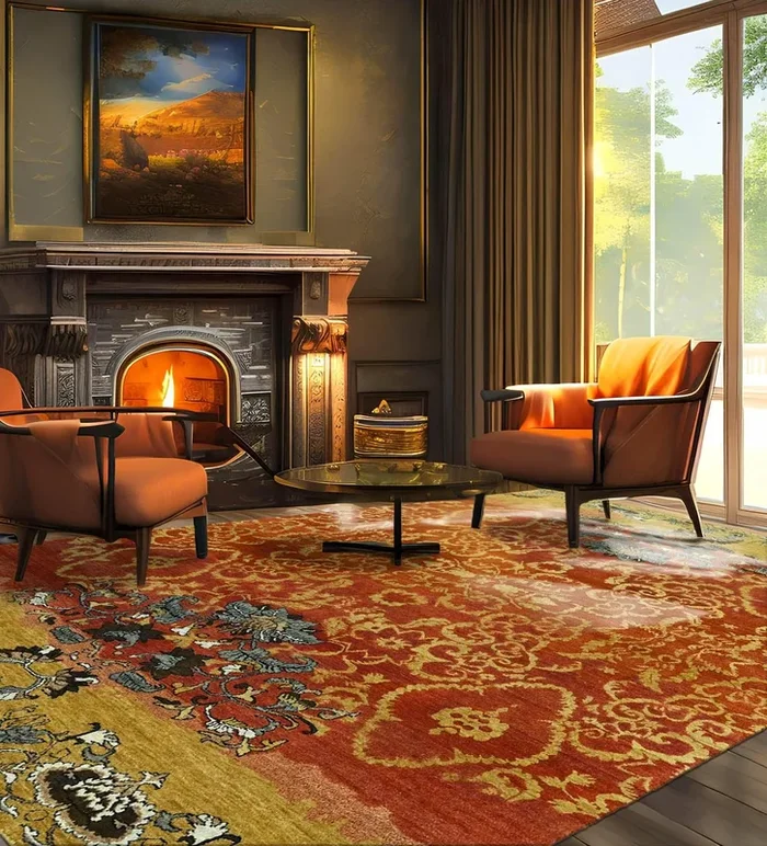 LoomBloom 7’7”x9’9″ Burnt Orange Hand Knotted Transitional Oushak Wool Oriental Area Rug