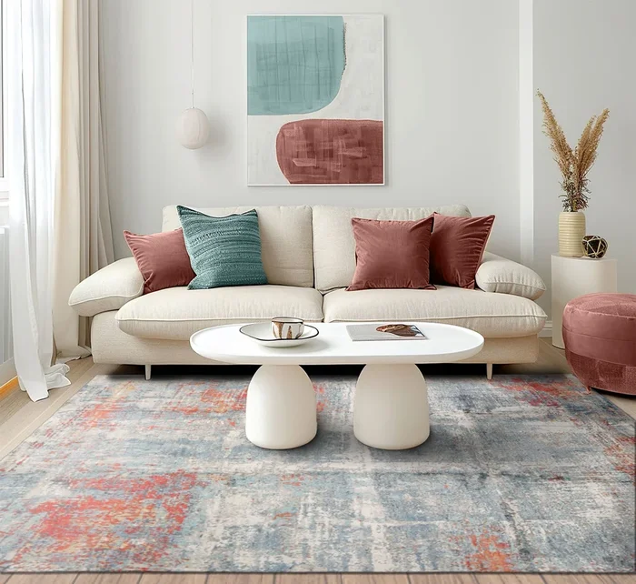 loomBloom 8×10 Ivory, Slate Hand Knotted Tibetan Sherpa Modern Abstract Wool and Silk Oriental Area Rug