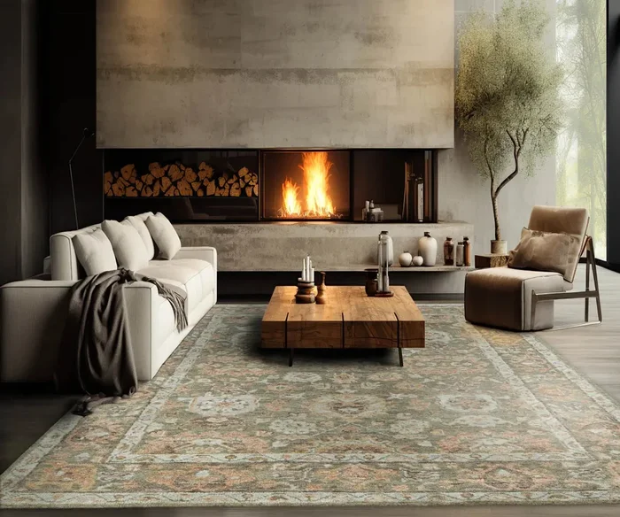 LoomBloom 8×10 Traditional Moss Hand Knotted Wool Turkish Oushak Oriental Rug