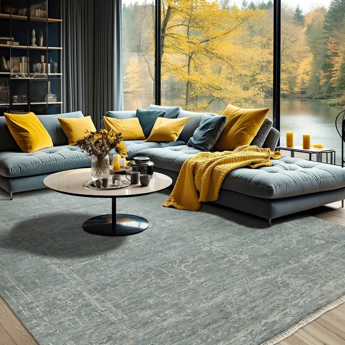 LoomBloom 8’0”x9’10” Sea foam Hand Knotted Transitional Oushak Wool Oriental Area Rug