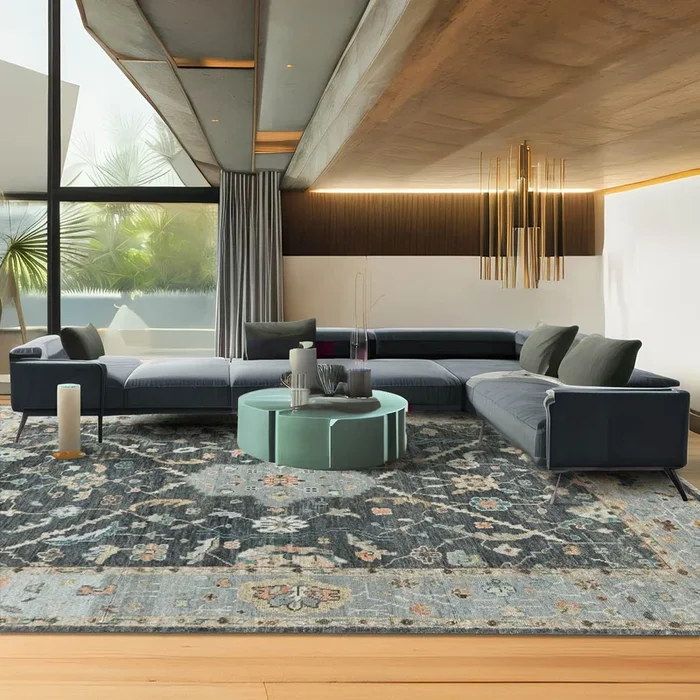 LoomBloom 8’7”x11’7″ Slate Hand Knotted Traditional Oushak Wool Oriental Area Rug