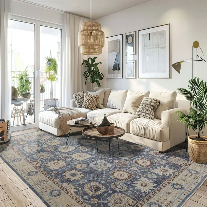 LoomBloom 9’x12′ Blue Hand Knotted Traditional Distressed Wool Oriental Area Rug