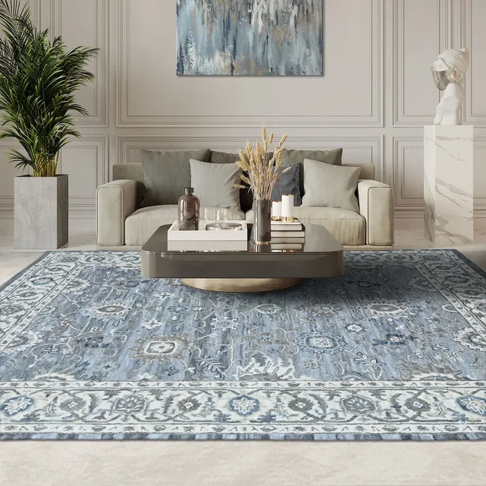 loomBloom Multi Size Light Blue Hand Tufted Handmade Modern & Contemporary Floral Wool Oriental Area Rug