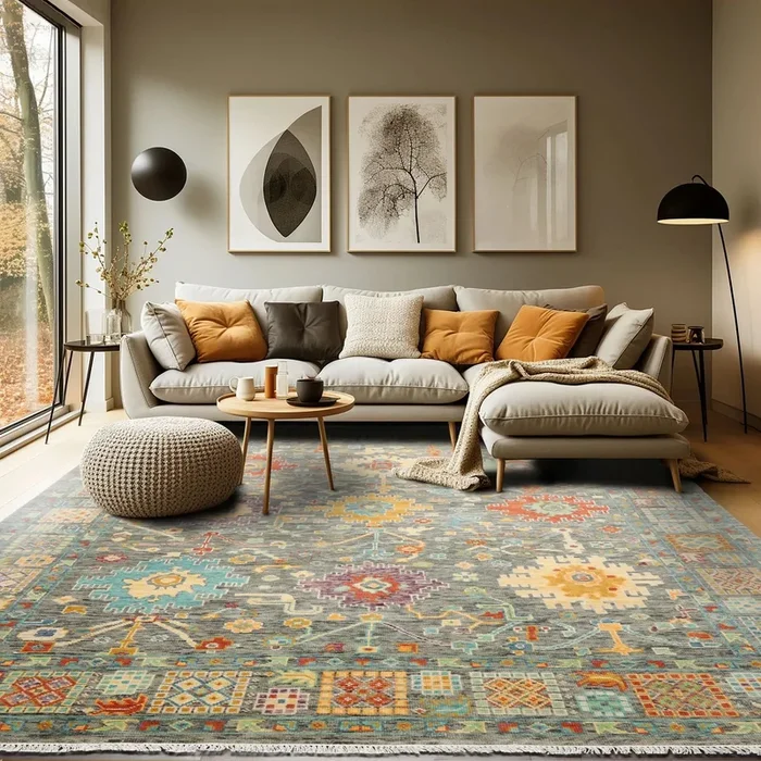 LoomBloom Multi Sizes Celadon Hand Knotted Transitional Oushak Arts & Crafts Wool Oriental Area Rug