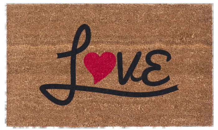 Love Heart Red & Black Vinyl Coir Doormat