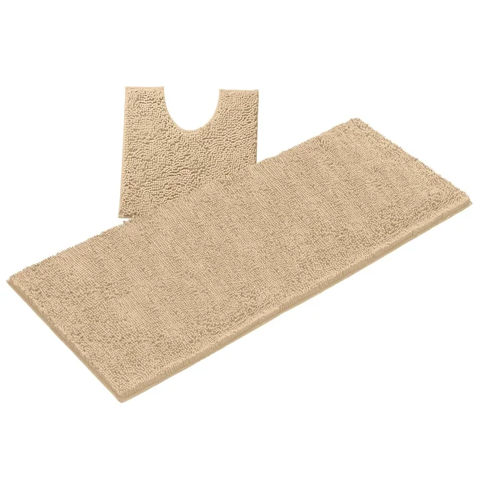 Luxury Microfiber 2-Piece Toilet & Bath Mat Set, XL, Birch