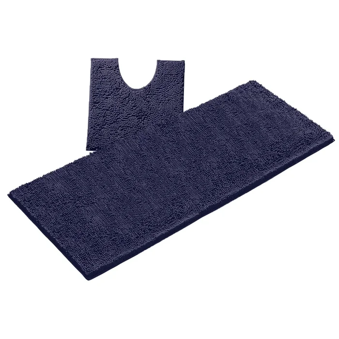 Luxury Microfiber 2-Piece Toilet & Bath Mat Set, XL, Purple