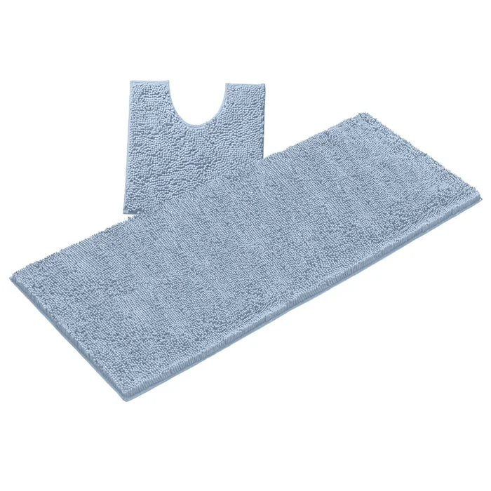 Luxury Microfiber 2-Piece Toilet & Bath Mat Set, XL, Sky Blue