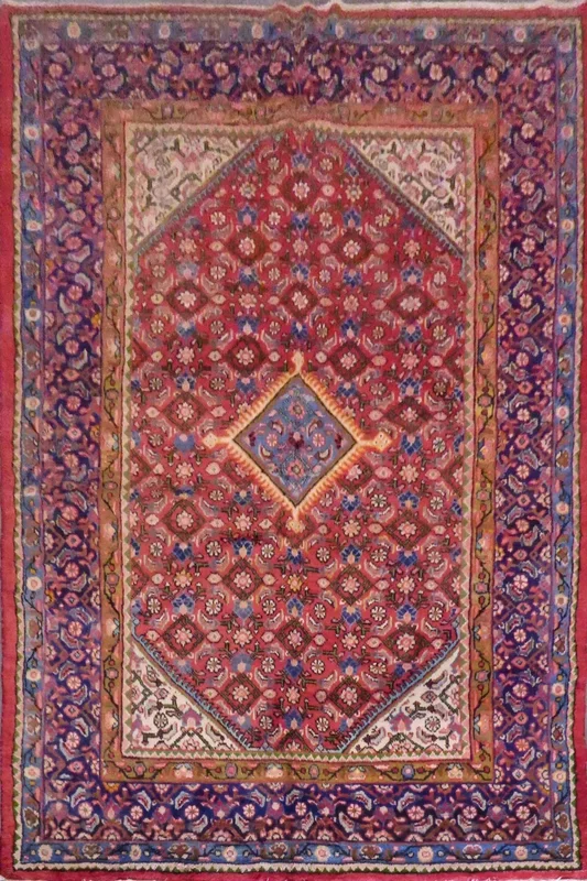 Mahal Semi Antique Hand Knotted Persian Tabriz Rugs Red, 10’4″ X 6’9″, Panr02935 (Red : 10620)
