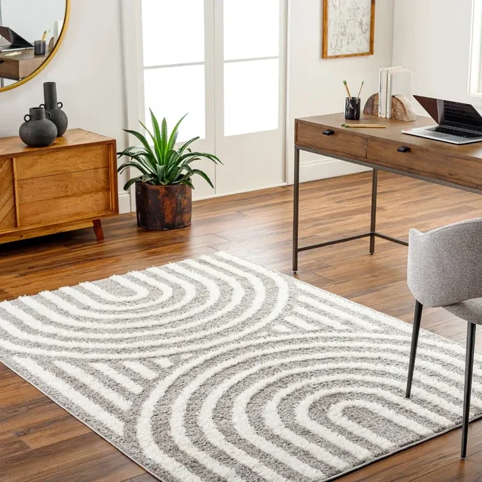 MARAVA Shaggy Modern Plush Pile Charcoal Rug