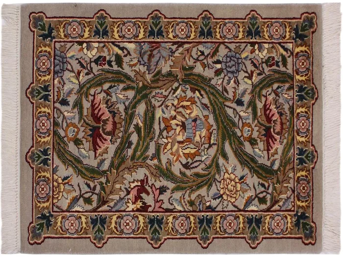 Marry Gold Heritage Ginny Taupe/Green Wool Rug – 4’2” x 5’10”