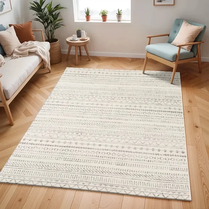 MARWA Scandi Geometric Light Grey Rug