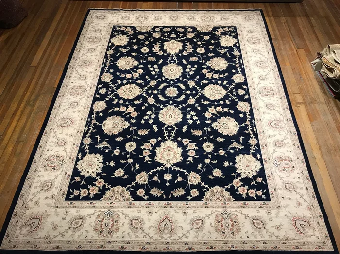 Mashed Navy Blue Hand-knotted, Natural Dyes, Hand-Spun Wool, 12.1×9.2